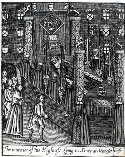 Oliver Cromwell (1599-1658) in stato, c.1658 da English School